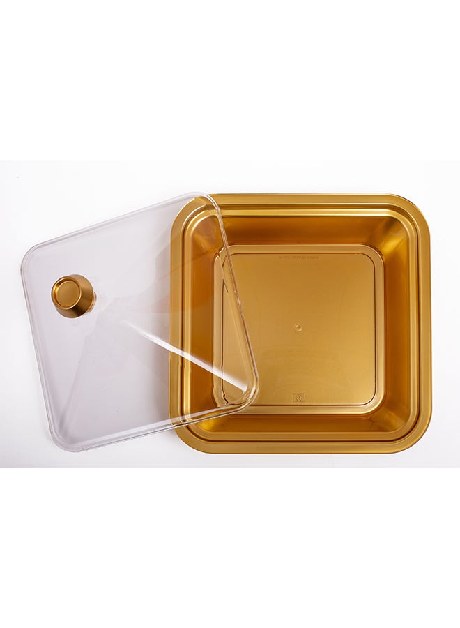 TALIONA Rectangle Bowl With Cover Clear/Gold 36cm - Image 3
