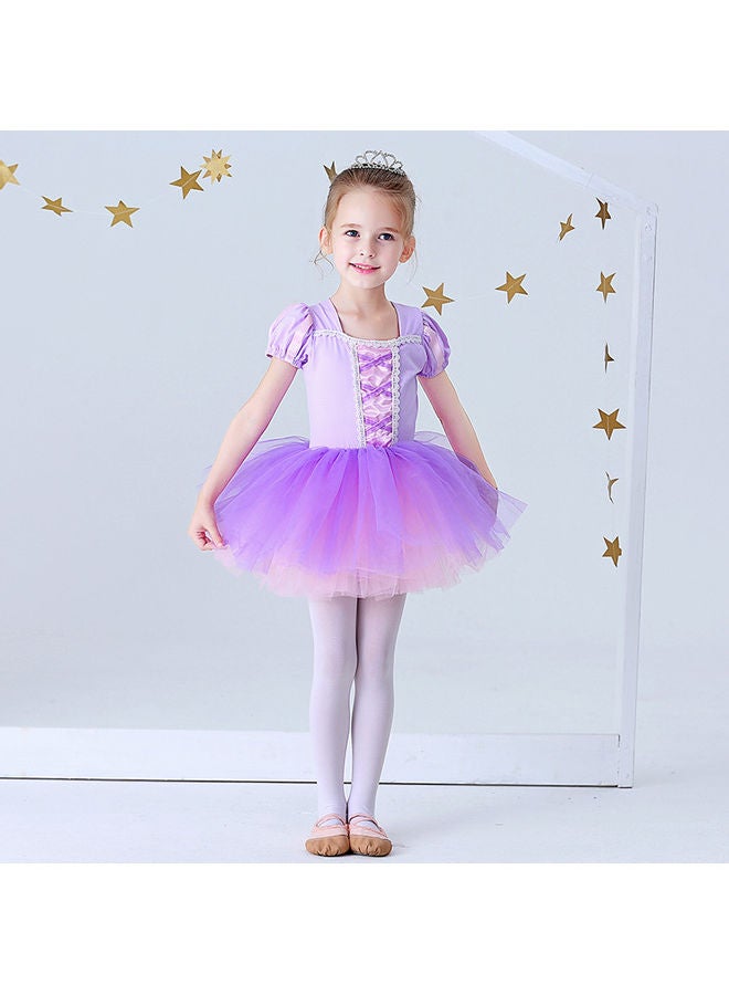 XiuWoo Girl Ballerina Dance Short Sleeve Tutu Dress  - Image 2