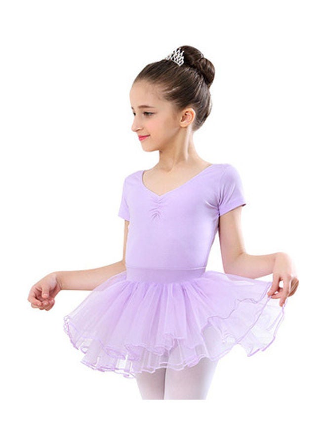 XiuWoo Girl Ballerina Dance Short Sleeve Tutu Dress