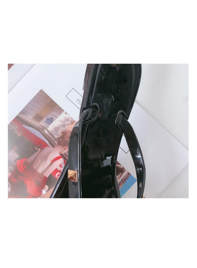 Summer Patchwork Rivet Flip Flops Black/Gold  - Image 4