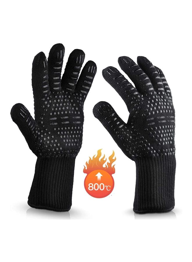 Cool Baby Pair Of Oven Mitts Gloves Bbq Grilling Cooking Black 33x13cm  - Image 2