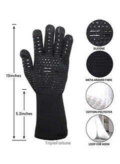 Cool Baby Pair Of Oven Mitts Gloves Bbq Grilling Cooking Black 33x13cm  - Image 3