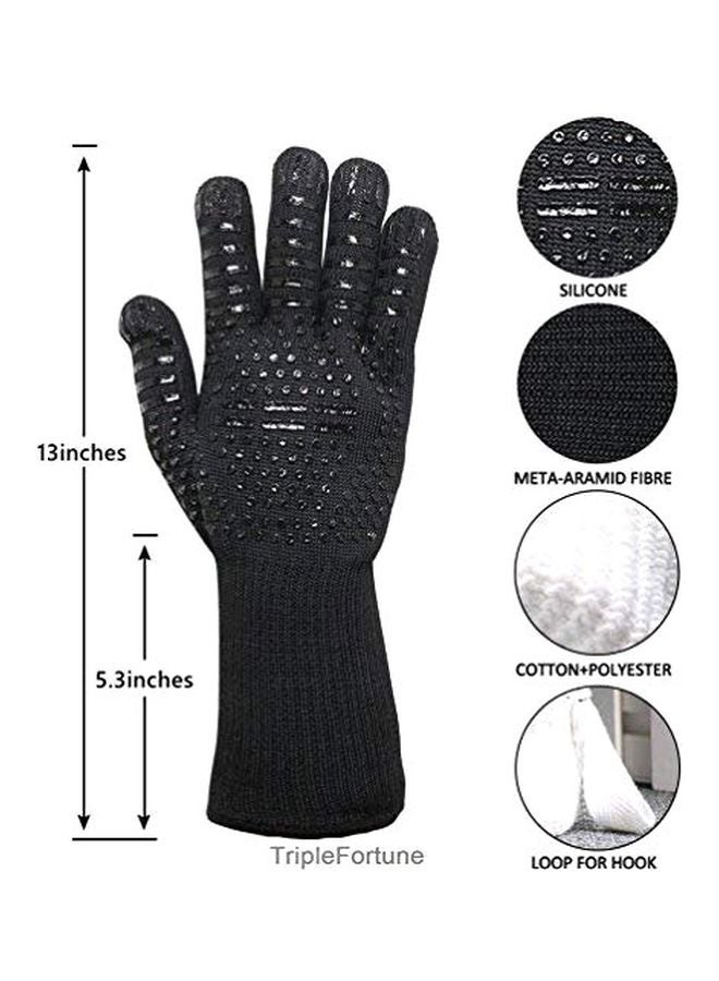 Cool Baby Pair Of Oven Mitts Gloves Bbq Grilling Cooking Black 33x13cm  - Image 3