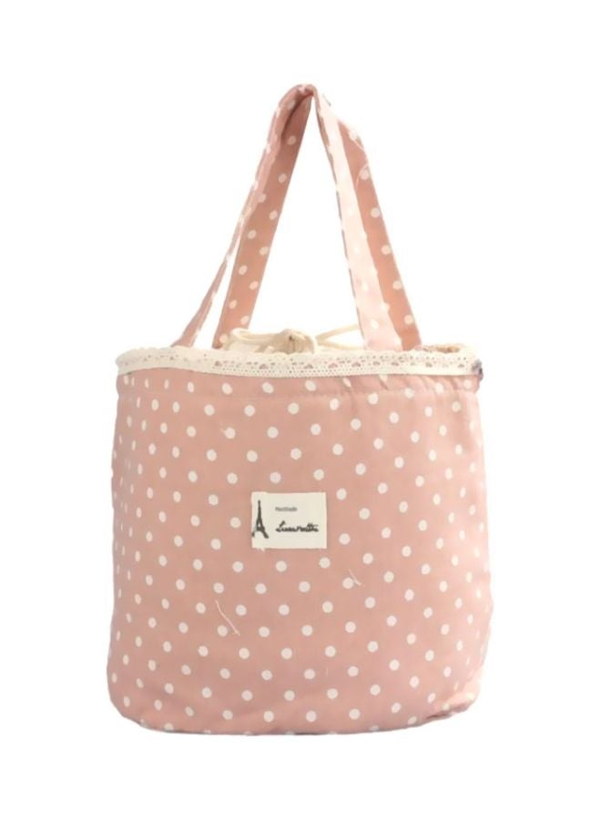 CYTHERIA Polka Dots Insulated Lunch Bag Pink/White 17x15x18cm  - Image 1