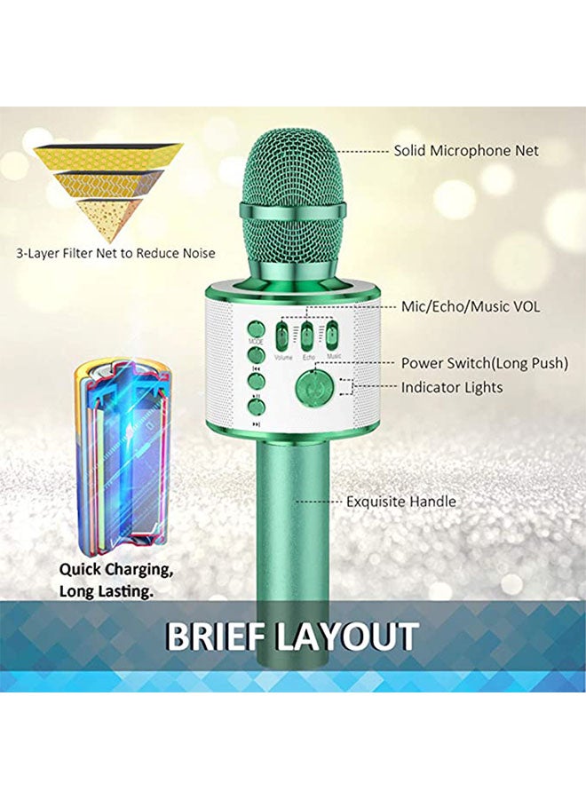 Arabest Bluetooth Handheld Karaoke Microphone with Speaker ANY110 Green/White - Image 3