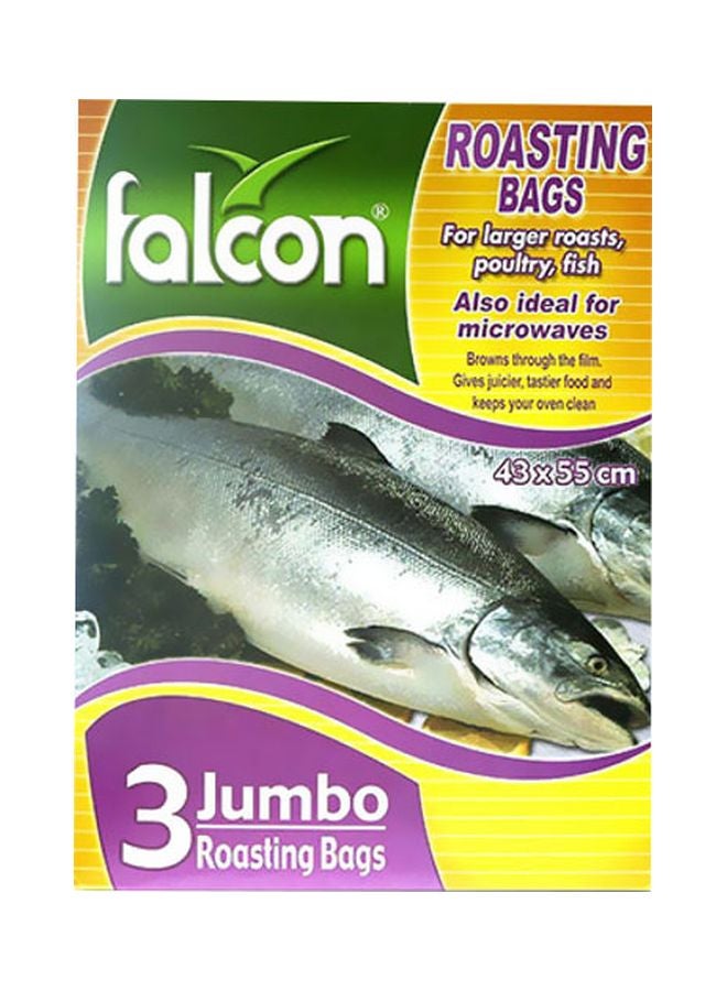 فالكون مجموعة من 3 أكياس للشواء مقاس جامبو شفاف 43x55سم
