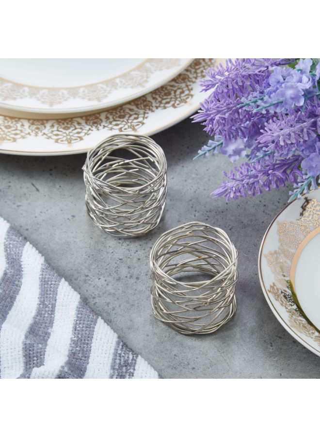 Home Box 2-Piece Iron Napkin Ring Set Silver  - Image 2