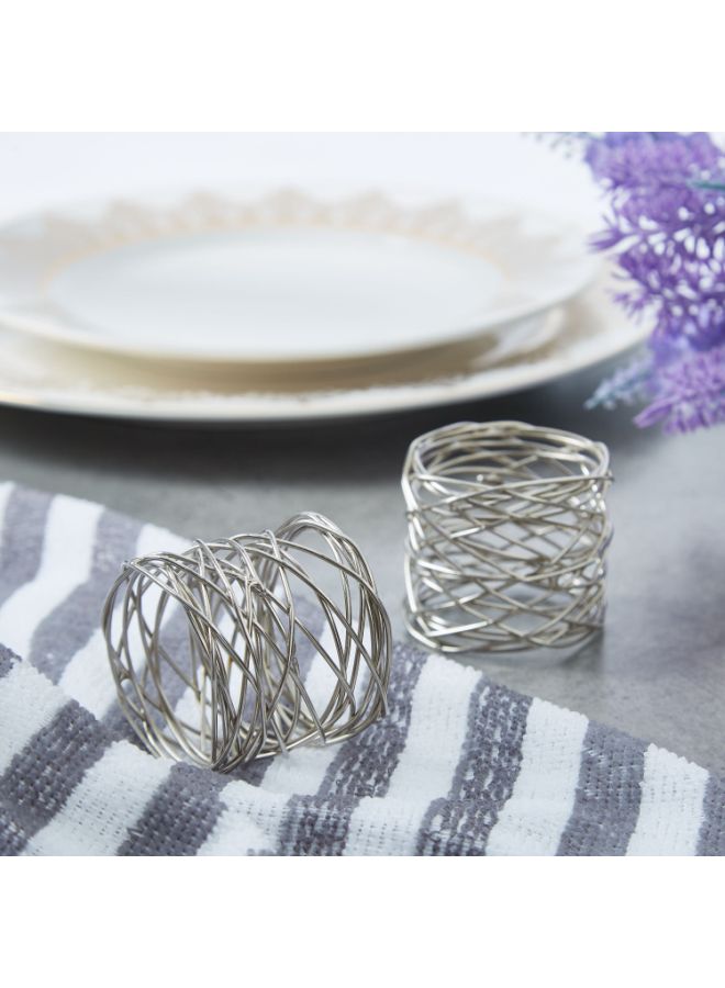 Home Box 2-Piece Iron Napkin Ring Set Silver  - Image 3