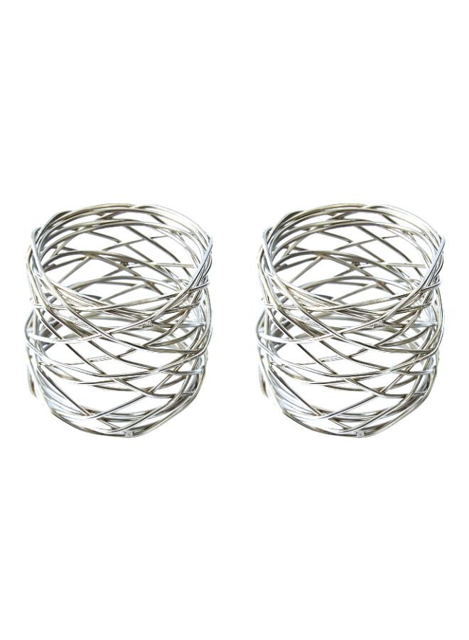 Home Box 2-Piece Iron Napkin Ring Set Silver  - Image 1