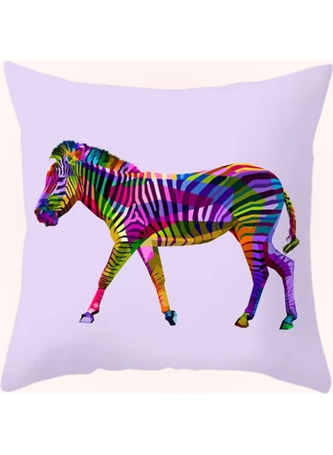 Rainbow Zebra Print Cushion Cover Multicolour