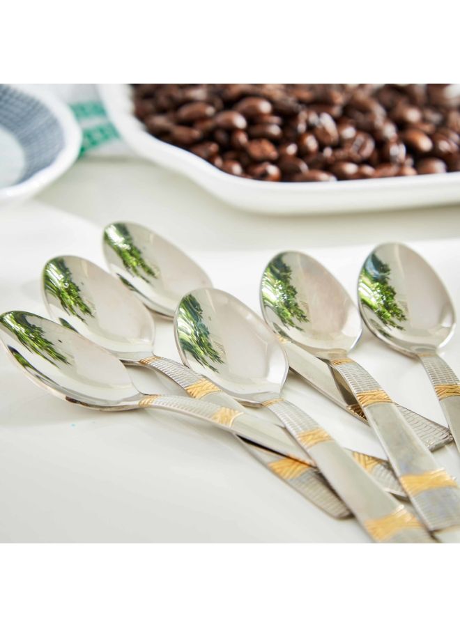 Home Box 6-Piece Casa Mocha Spoon Set Silver/Gold 12.5x1.5x2.75cm  - Image 3