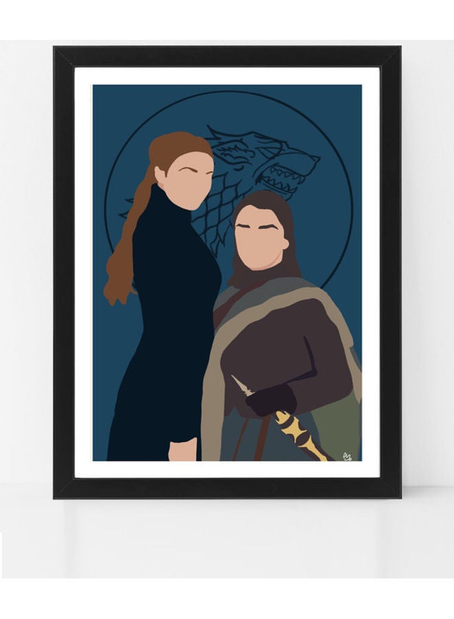 Boomah Accessories - Game Of Thrones Sansa And Arya Stark Illustration Poster With Frame Multicolour - Image 1