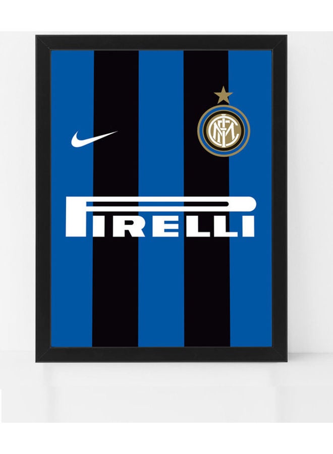 ملصق جداري لنادي إنتر ميلان جيرسي مزود بإطار متعدد الألوان 30x40سم