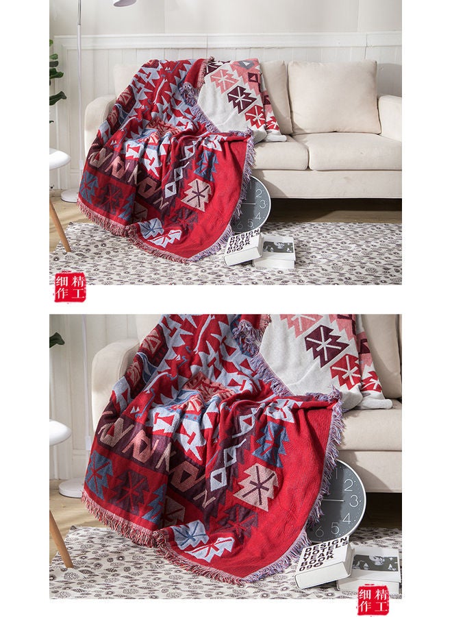 Beauenty A Vintage European Blanket Combination Red/Blue/White 