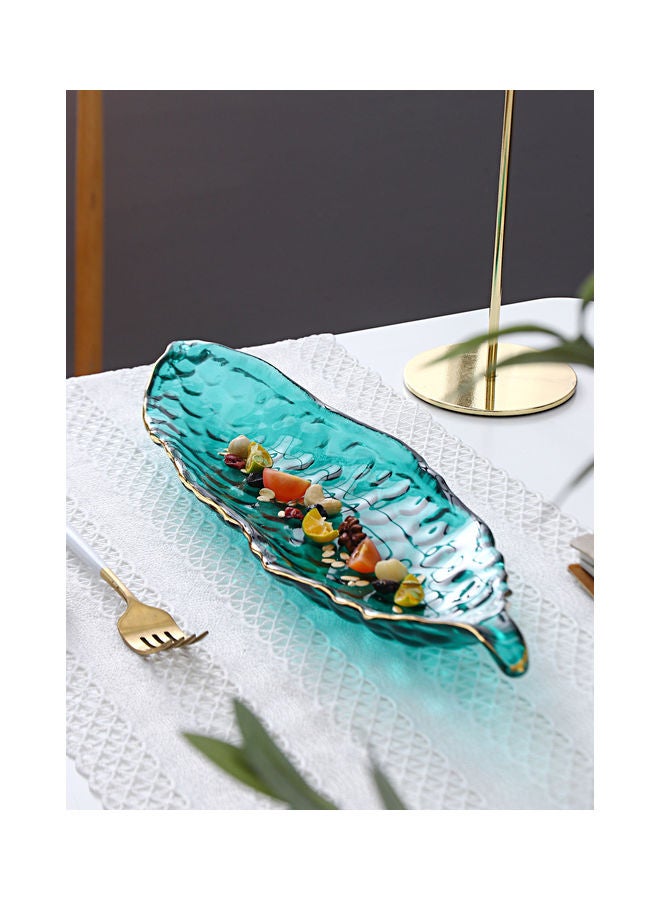شور Pea Rectangular Tracing Phnom Penh Glass Plate Green 39*11.5*4.5cm  - Image 1