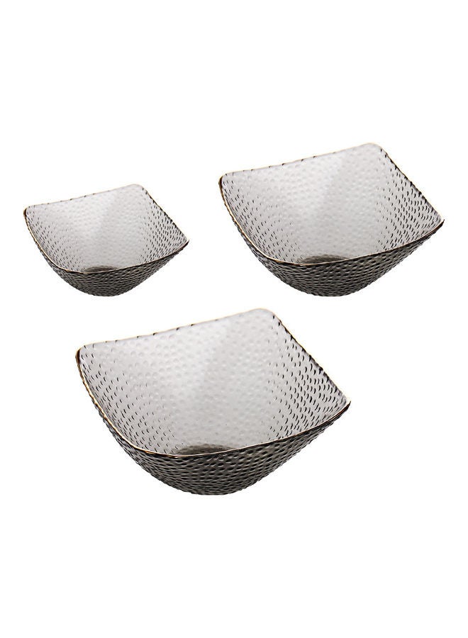 Shuer 3-Piece Hat Shape Square Bowl Grey 19x19x10cm  - Image 1