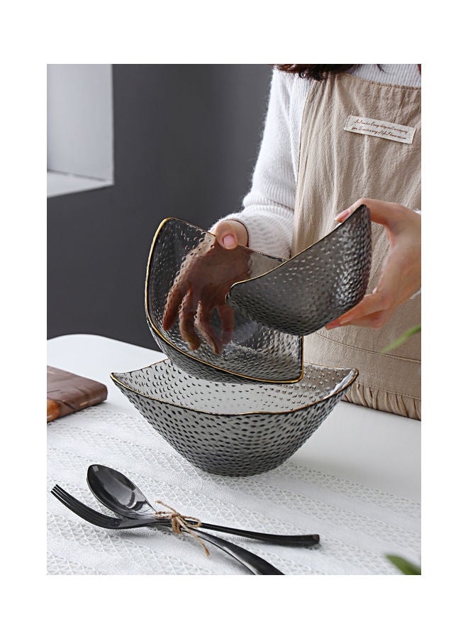 Shuer 3-Piece Hat Shape Square Bowl Grey 19x19x10cm  - Image 2
