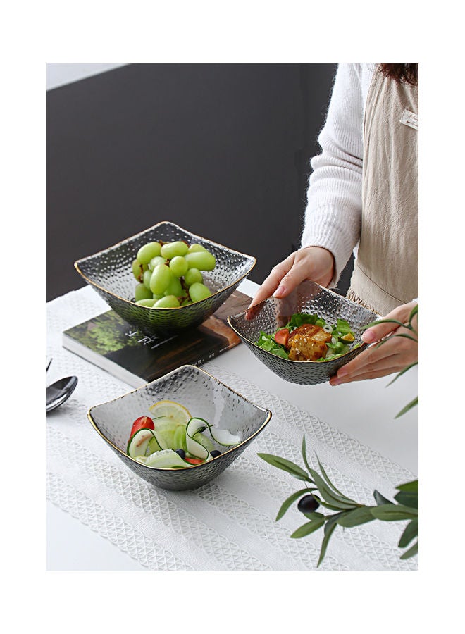 Shuer 3-Piece Hat Shape Square Bowl Grey 19x19x10cm  - Image 3