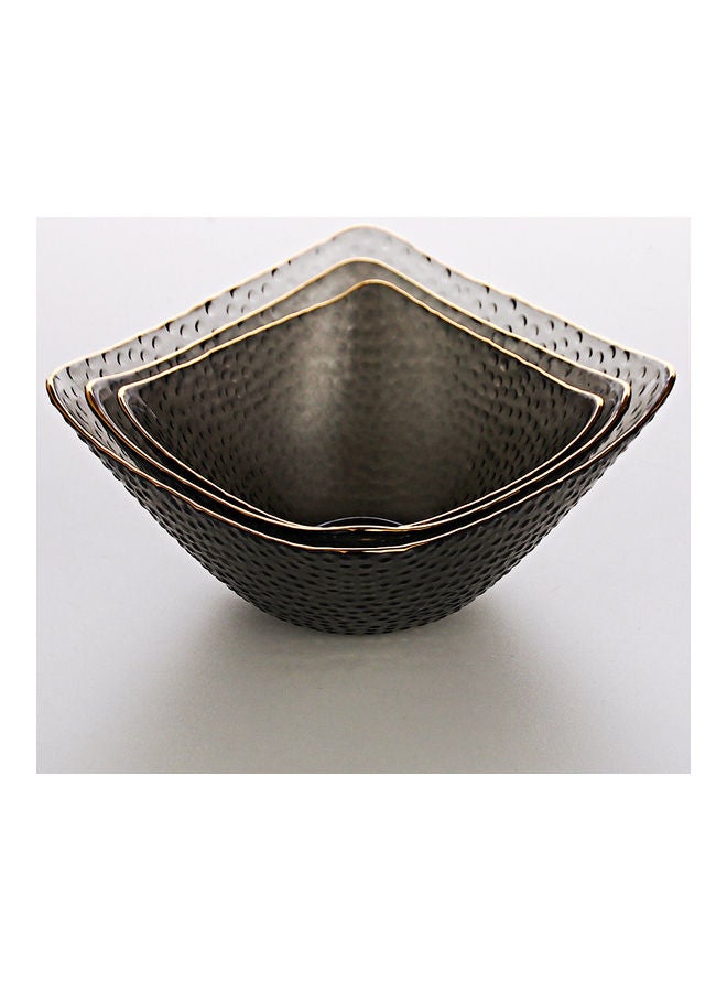 Shuer 3-Piece Hat Shape Square Bowl Grey 19x19x10cm  - Image 4