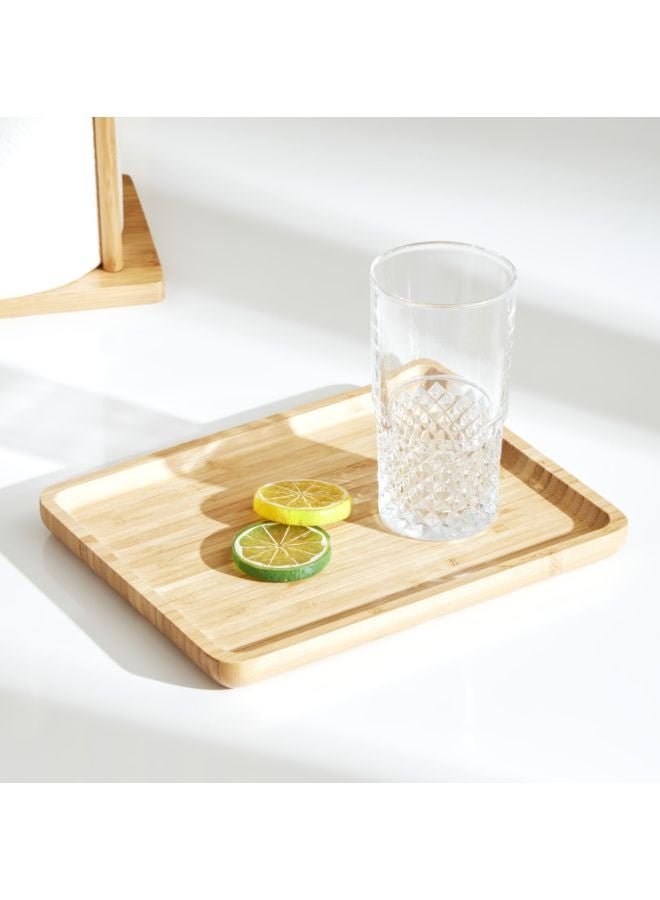 Home Box Bamboo Rectangular Tray Beige 25x20cm  - Image 3
