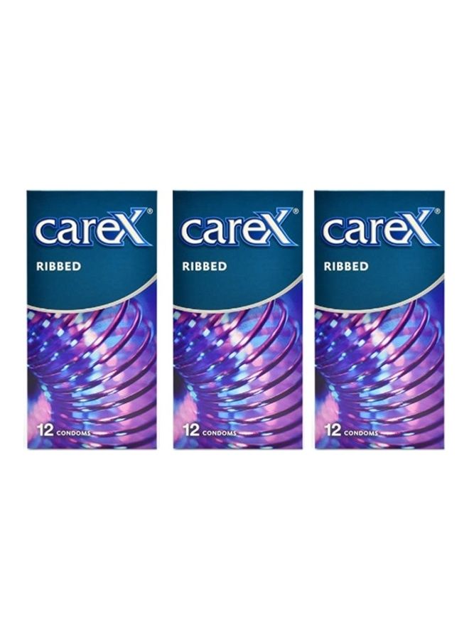careX Pack Of 3 Ribbed Condoms - Image 1