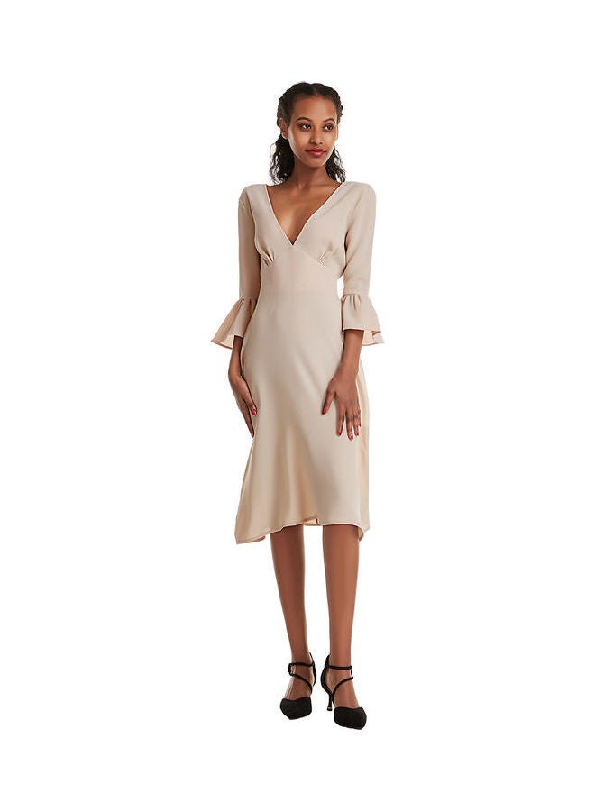 Women,s V-neck Dresses White  - Image 2