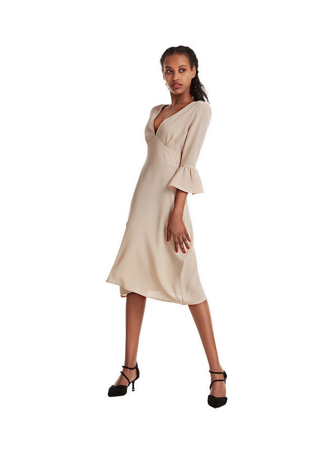 Women,s V-neck Dresses White  - Image 3
