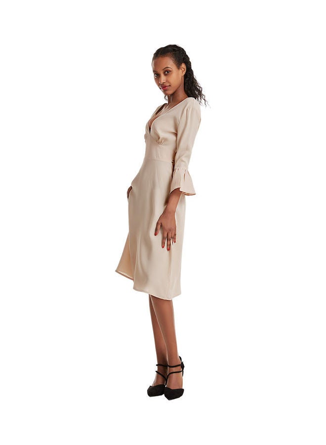 Women,s V-neck Dresses White  - Image 4