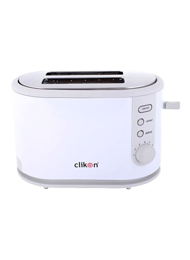 Clikon Portable 2-Slice Bread Toaster 800W 800.0 W CK2408 White/Silver - Image 2