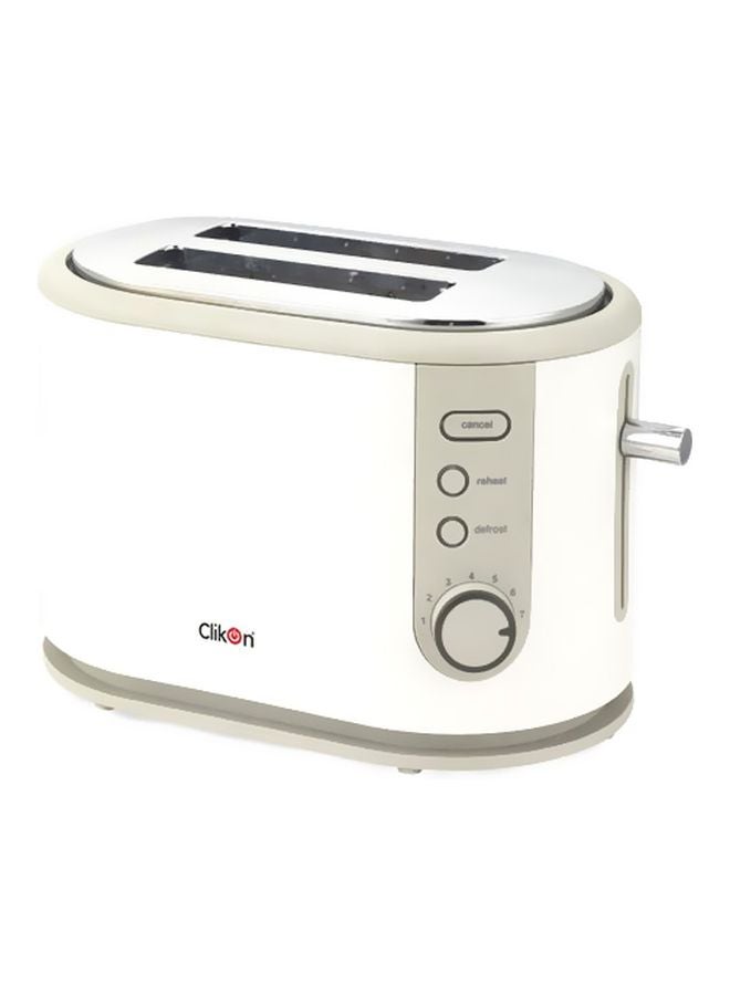 Clikon Portable 2-Slice Bread Toaster 800W 800.0 W CK2408 White/Silver - Image 3