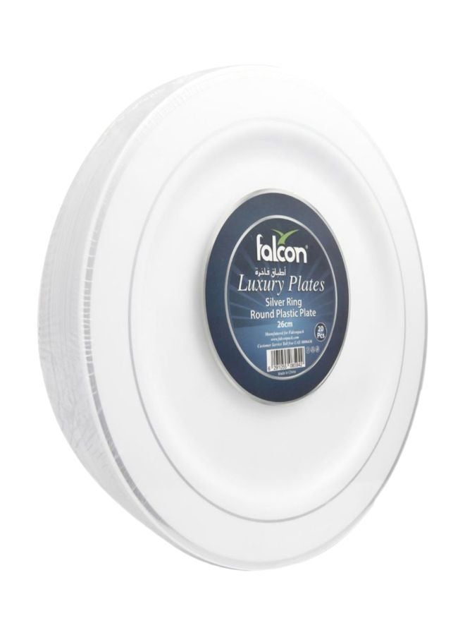 فالكون طقم أطباق دائرية مكون من 20 قطعة أبيض 26سم - Image 1
