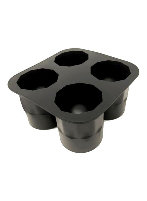 4 Cavity Cup Shaped Silicone Ice Cube Tray Black 10x10cm