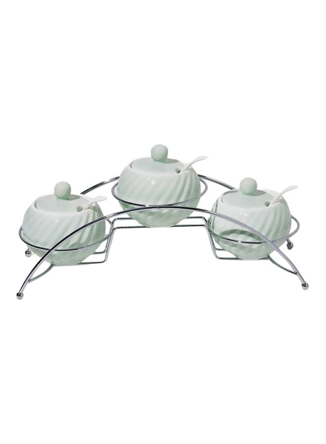 Silver Tag 7-Piece Cannister Set Grey Bowl (3 cans with lid & 3 spoons & 1 stand) packing size ( 30.5 x 11.5 x 15)cm - Image 1