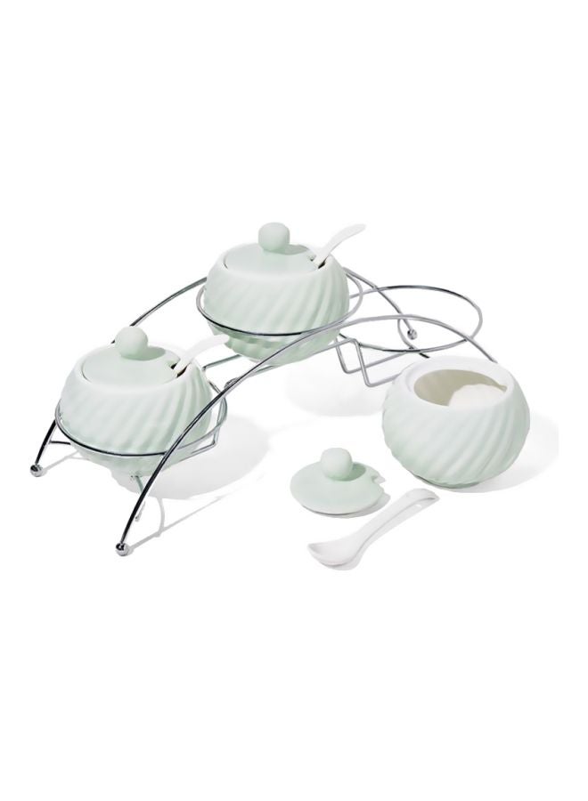 Silver Tag 7-Piece Cannister Set Grey Bowl (3 cans with lid & 3 spoons & 1 stand) packing size ( 30.5 x 11.5 x 15)cm - Image 2