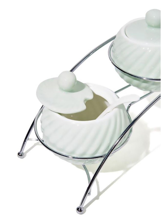 Silver Tag 7-Piece Cannister Set Grey Bowl (3 cans with lid & 3 spoons & 1 stand) packing size ( 30.5 x 11.5 x 15)cm - Image 3