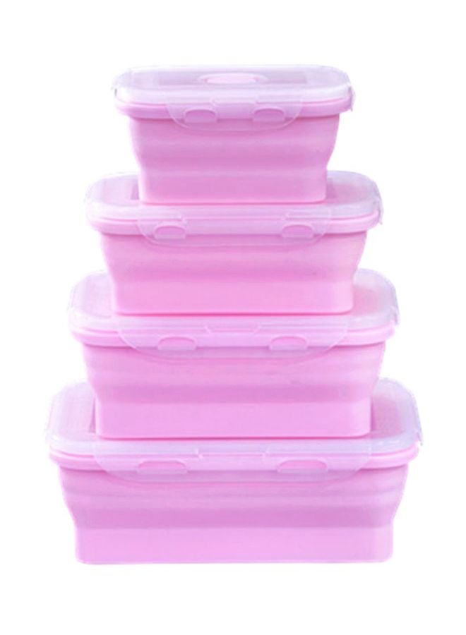 Sharpdo 4-Piece Collapsible Food Containers Pink/Clear 120 ml, 350 ml, 540 ml, 800ml - Image 1