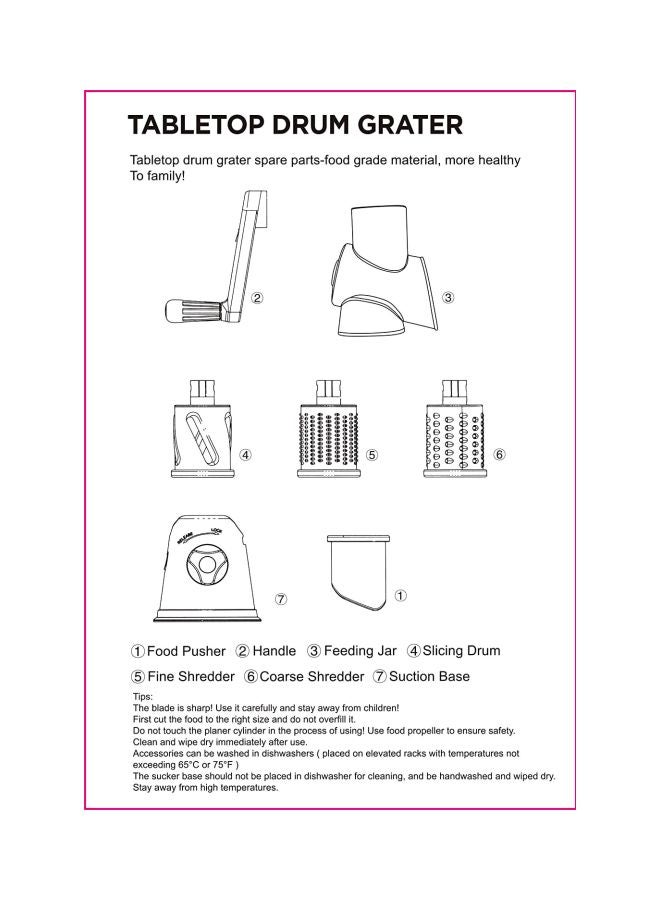 Table Top Drum Grater Green/Silver/White