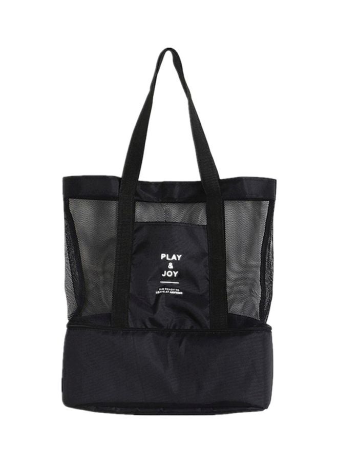 CYTHERIA 1Pc Lunch Bag Double Layers Portable Insulation Storage Package Polyester 37x43x21 Black  - Image 1