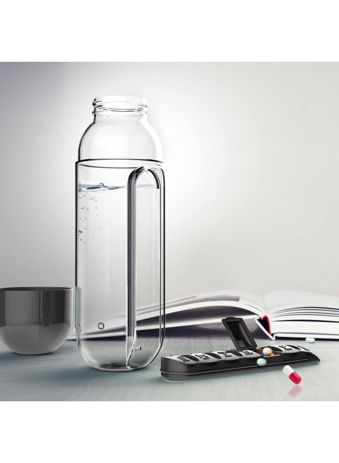 CYTHERIA Plastic Water Bottle With Daily Pill Box Organizer Clear/Black  - Image 3
