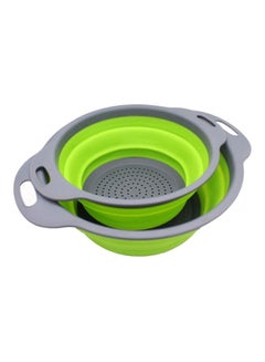 2-Piece Collapsible Silicone Colanders Set Green/Grey 29.2x23.7cm - v1621321699/N20616098A_1