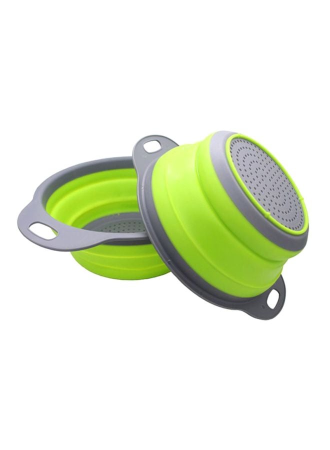 CYTHERIA 2-Piece Collapsible Silicone Colanders Set Green/Grey 29.2x23.7cm  - Image 2