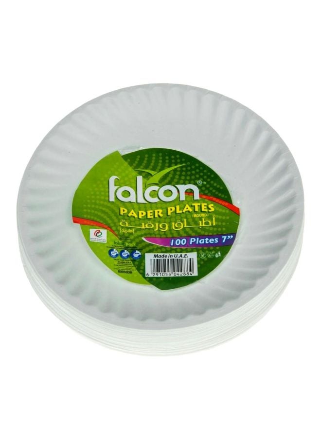 Falcon 100-Piece Disposable Plates White 7inch - Image 1