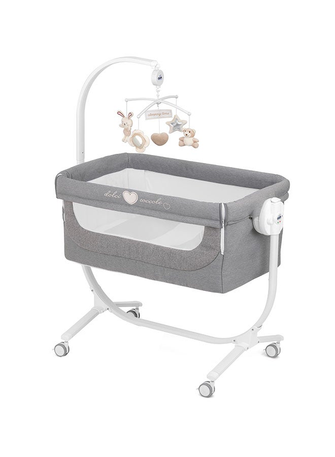 cam Cullami Co Bed Cradle, Light Grey, Made In Italy Cradle With Co-Sleeping Function, Suitable For Every Bed, Portable And Convertible Baby Bassinet With Mosquito Net, Baby Bed, Soft Fabric - Image 1