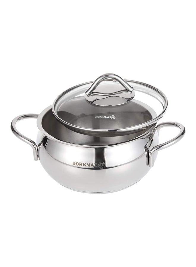 Korkmaz 6-Piece Tombik Cookware Set Silver Larg Pot 20 cm, Medium Pot 18 cm, Small Pot 16cm  - Image 3