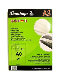 FLAMINGO 100-Piece A3 Size Laminating Pouch Film Clear  - Image 1