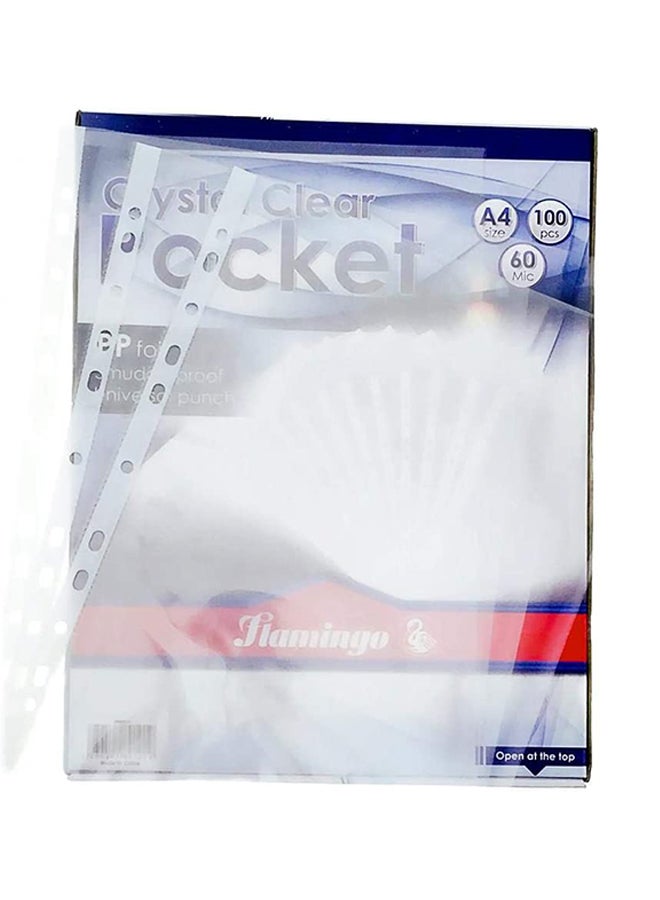 مجموعة ملفات ورق قياس A4 بسمك 60 ميكرون من 100 قطعة شفاف - Image 2