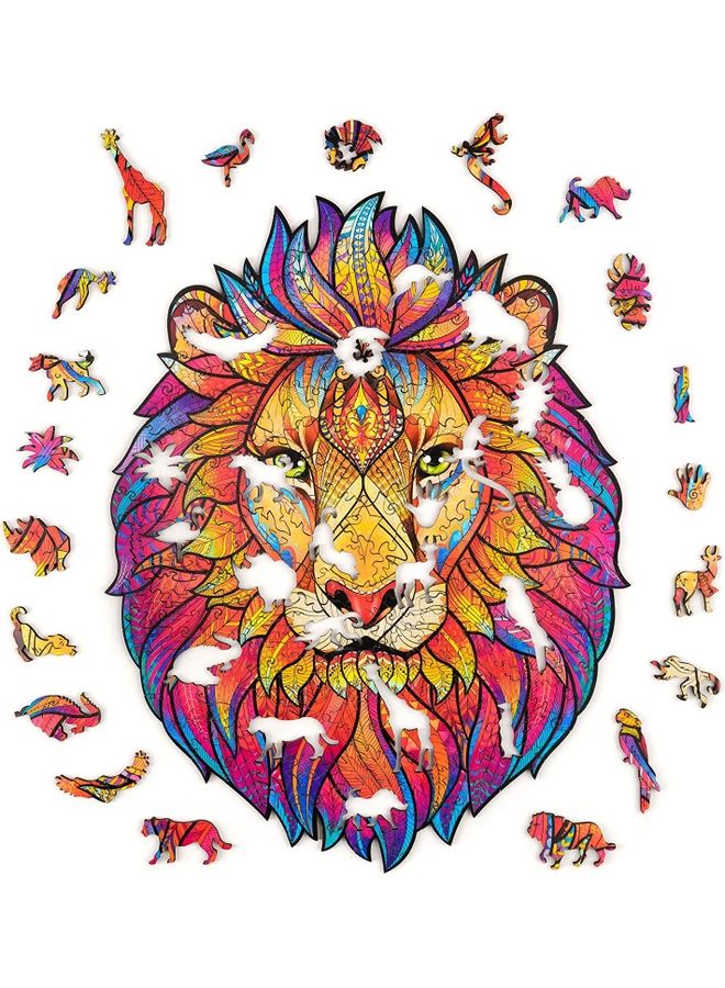 Lion Shaped Wooden Jigsaw Puzzle Set - Image 2