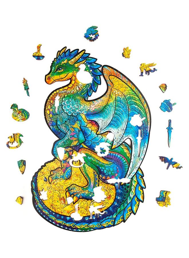 125-Piece Dragon Shaped Wooden Jigsaw Puzzle Set - Image 3