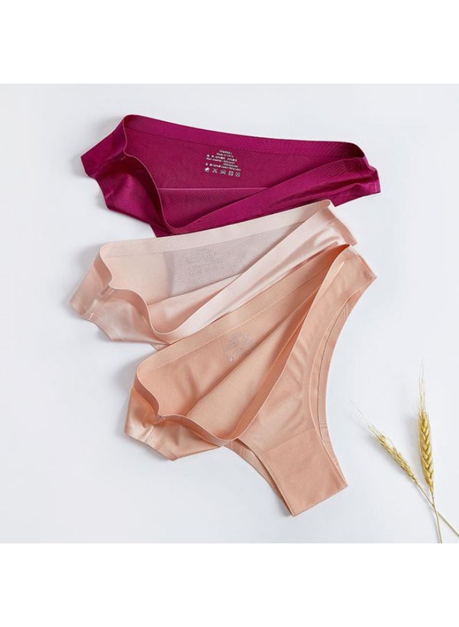 3 Pieces Pack Women's Underwear Low Waist Thong Fashion Briefs Multicolour  - Image 3