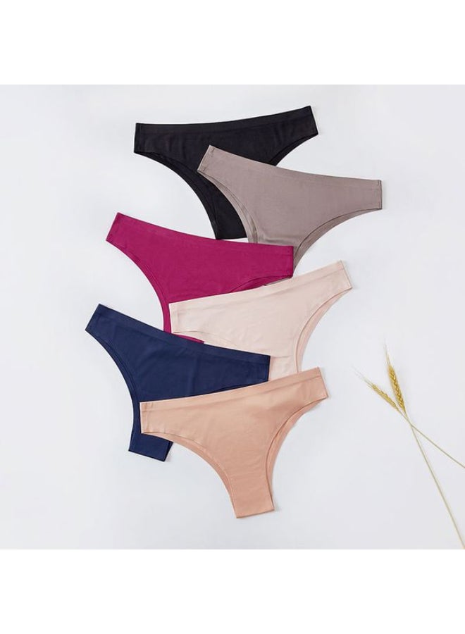 3 Pieces Pack Women's Underwear Low Waist Thong Fashion Briefs Multicolour  - Image 1